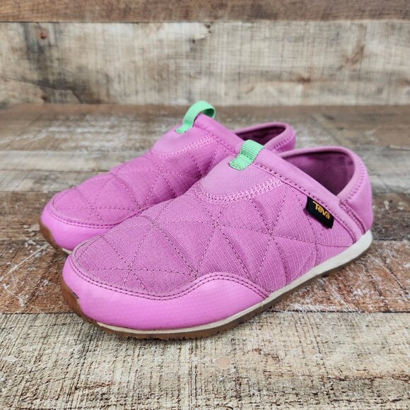 Teva ReEmber Mocassin Youth Girl Sz 1 Pink Outdoor Quilted Slip On Comfort Shoes - Picture 3 of 10